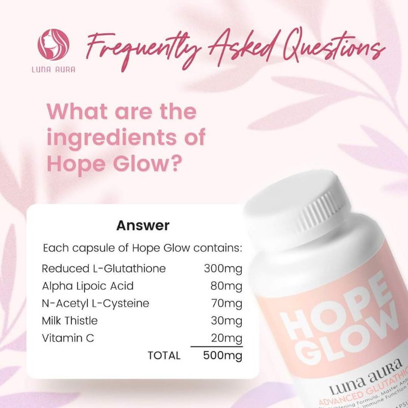 NEW Hope Glow 500mg x 30 capsule 2 bottles