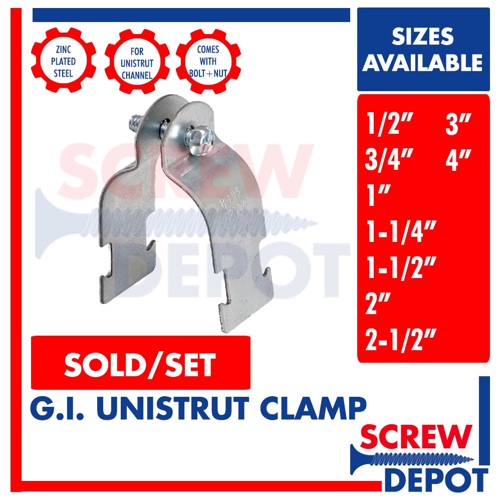 1PAIR GI Unistrut Clamp 1/2 | 3/4 | 1 | 1-1/4 |1-1/2 | 2 | 2-1/2 | 3 ...