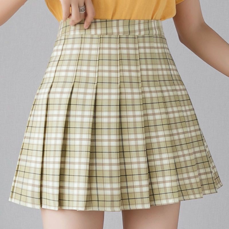 ☆I&U☆ Korean Fashion Womens High Waist Slim Pleated School Skirt D99-2 ...