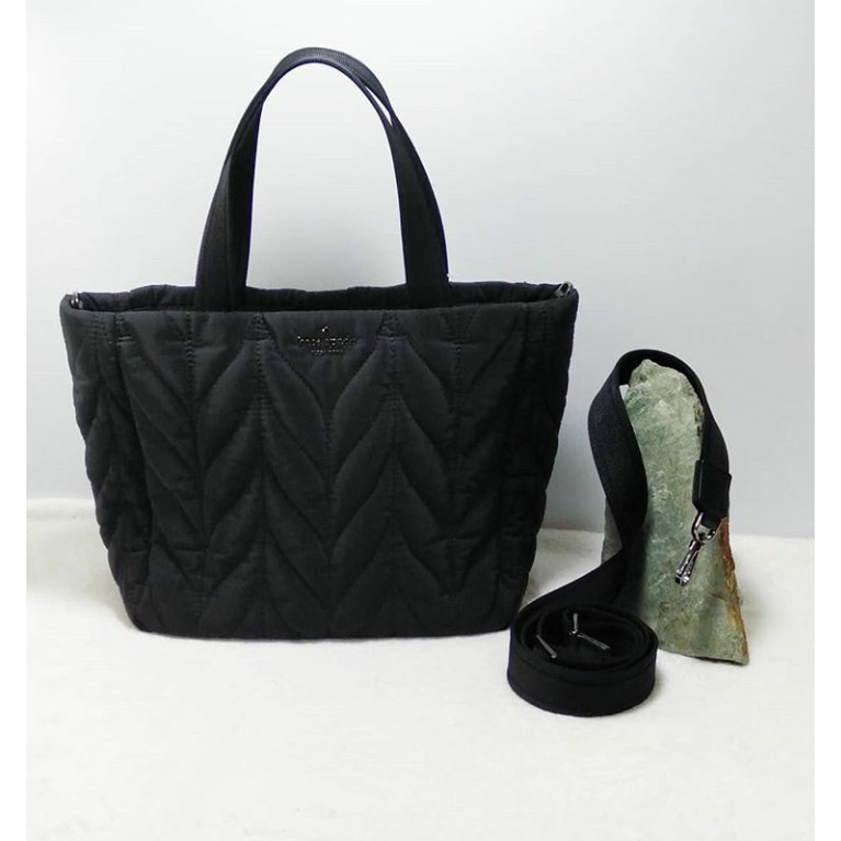 Authentic Kate Spade Ellie Small Tote Nylon Quilted Satchel Bag-BLACK |  Shopee Philippines