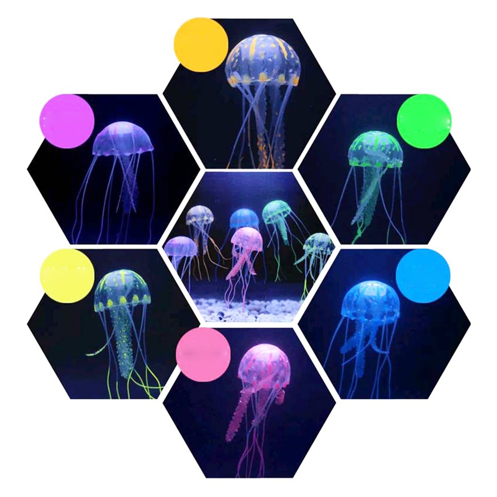 Glowing Luminous Artificial Jellyfish Aquarium Decor Fish Tank Ornament