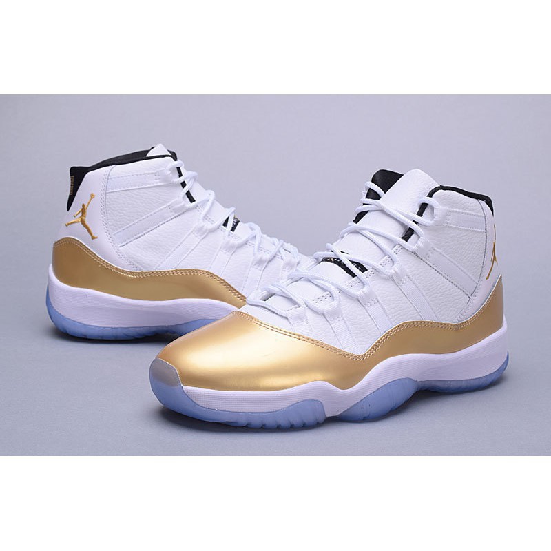 gold and white low top 11s