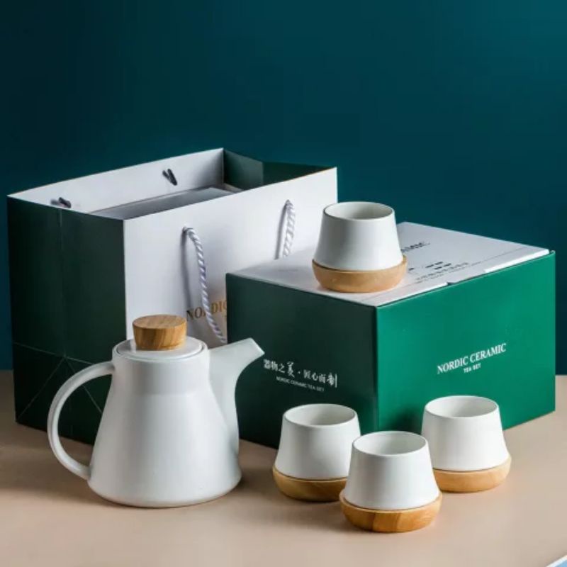 Nordic Minimalist IKEA Inspired Ceramic Bamboo Tea set