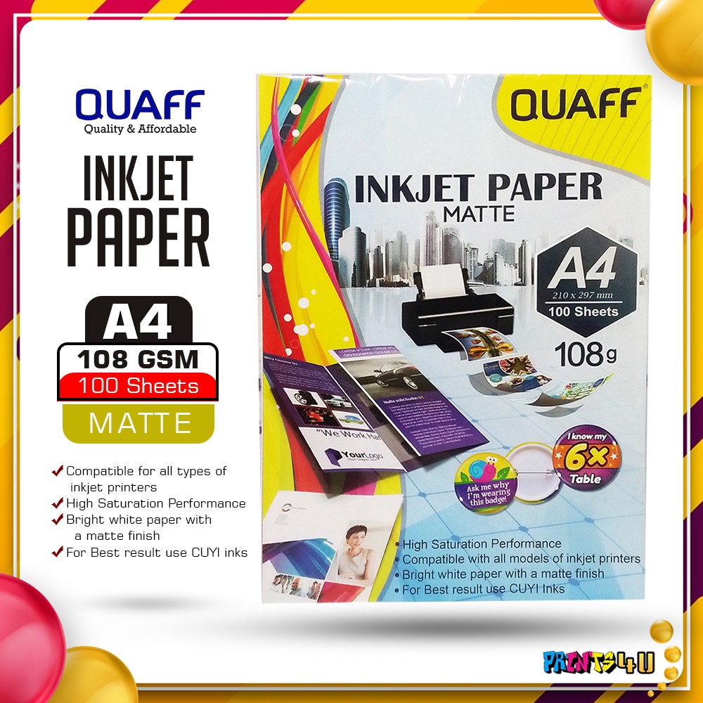 100 & 140 Sheets Hands A4 108gsm Self Adhesive Matte Photo Paper 