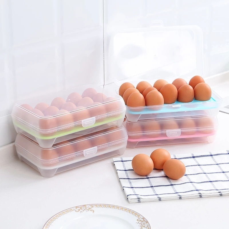 15 grids Plastic eggs refrigerator storage box kitchen outdoor picnic packaging
