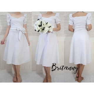 White/off white  FREESIZE TO PLUS SIZE  elegant Civil Minimalist Bridal Wedding Dress WITH MASK