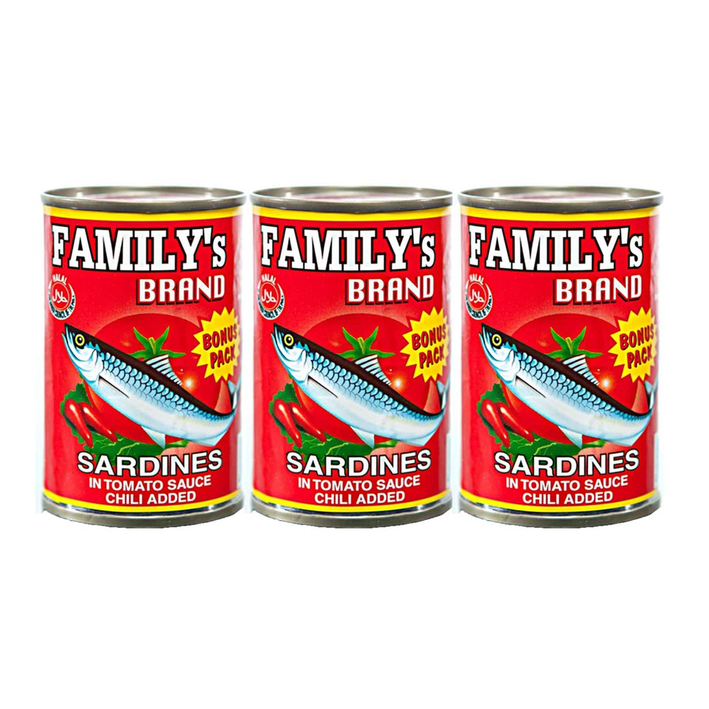 FAMILY'S BRAND Sardines In Tomato Sauce Chili Added Bonus Pack 155G X 3