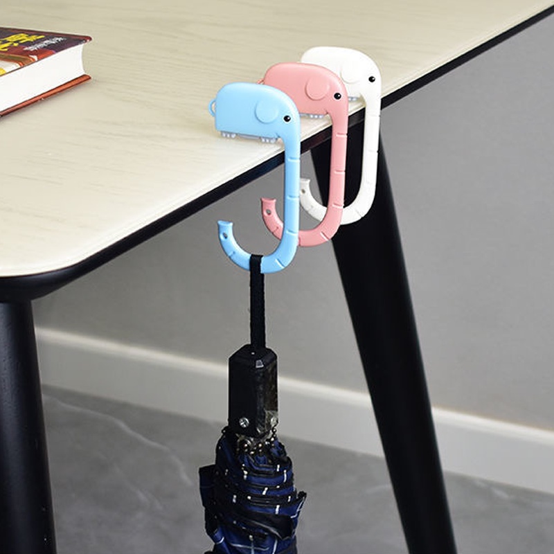 Hook Detachable Movable Elephant Shape Paste Free Traceless Strong Load-bearing Hanging Heavy Objects Bags on The Side Of The Desk for Student Schoolbag School Office Outside Library