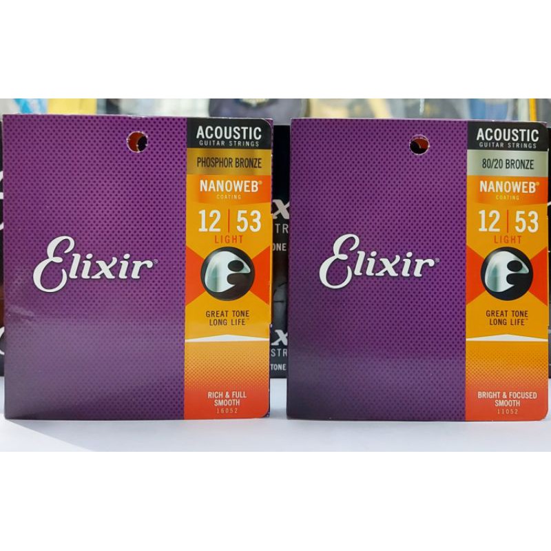 Elixir Nanoweb Acoustic Guitar Strings Gauge 12/53 Shopee Philippines