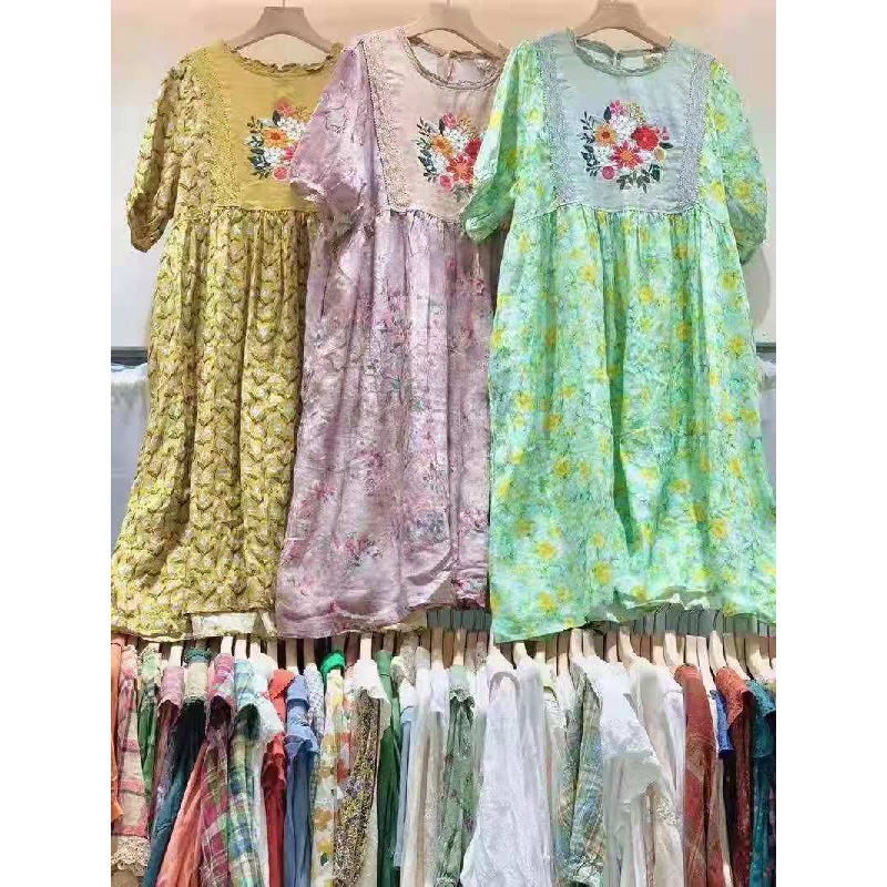 Download 2021Bear Girl Summer New Loose Floral Embroidered Half ...