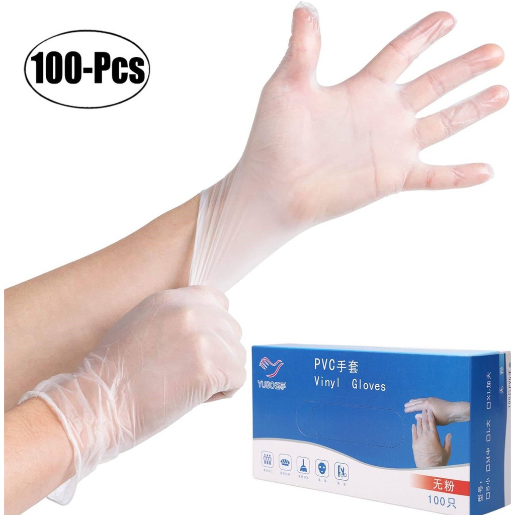 100PCS Disposable Vinyl Gloves PVC Latex Food Prepare Food Handling ...