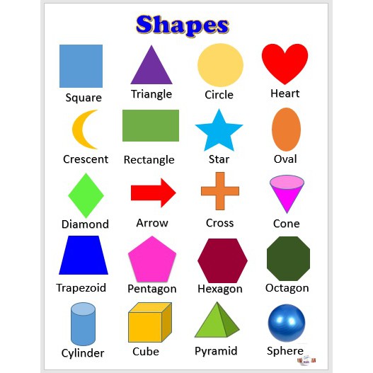 Laminated Chart Shapes, Educational chart for kids (size 8.5 x 11 ...