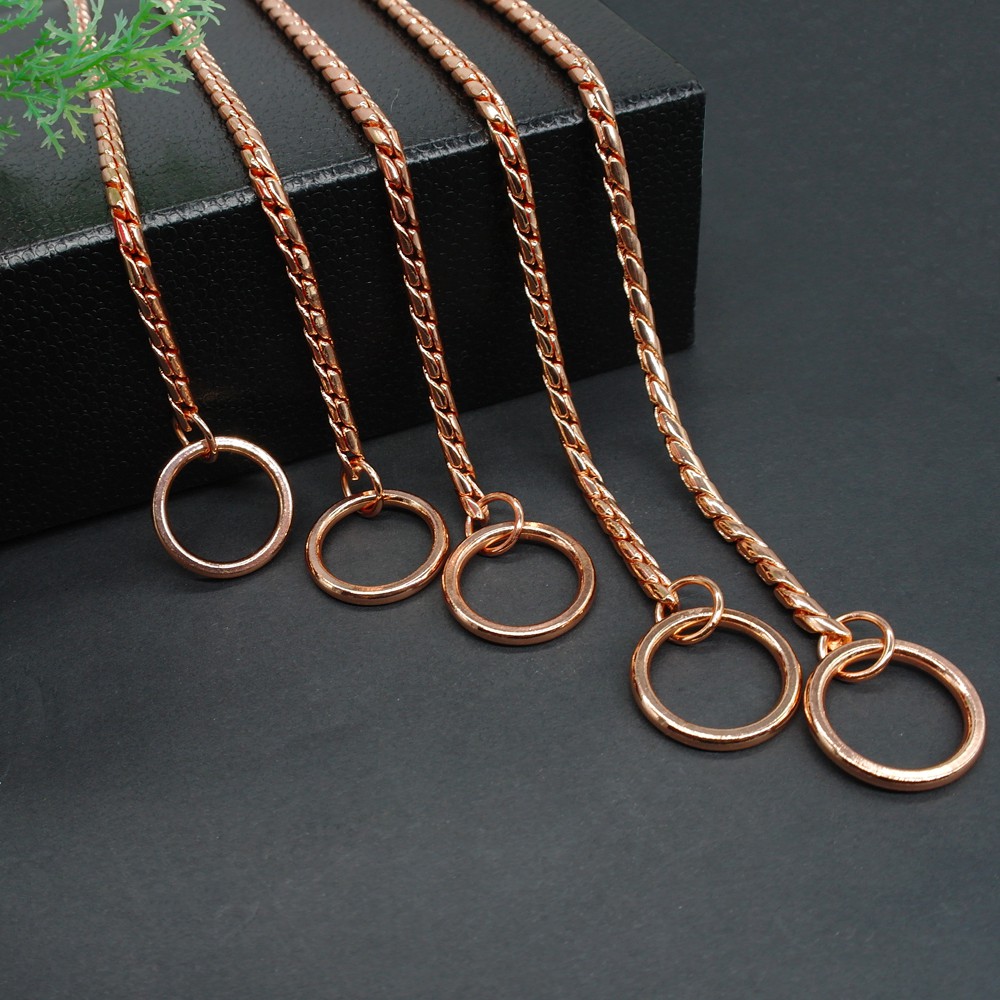 Rose Gold Dog Collar P Choke/Check Chain Collars Pet Show Collar Training Slip #4