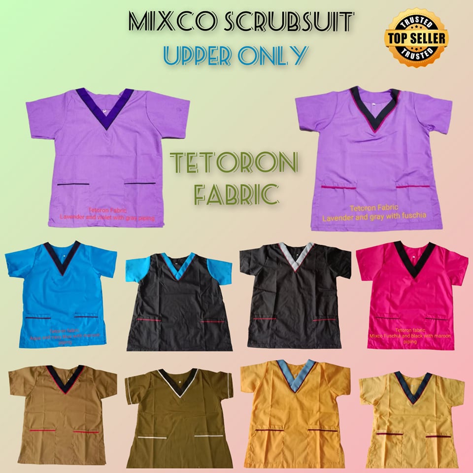 assortedphfactory' TOP ONLY// SCRUB SUIT WITH PIPING// TETERON FABRIC ...