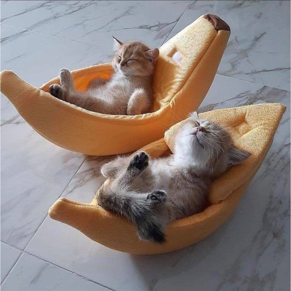 YW Cute Cat Bed Bananashaped Pet Supplies for Cat Kittens Small Dogs