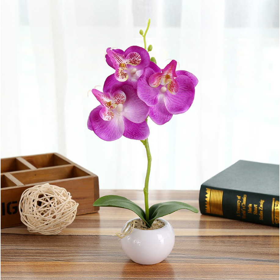 Artificial Butterfly Orchid Silk Flowers Bouquet Phalaenopsis Wedding Decor ZH 