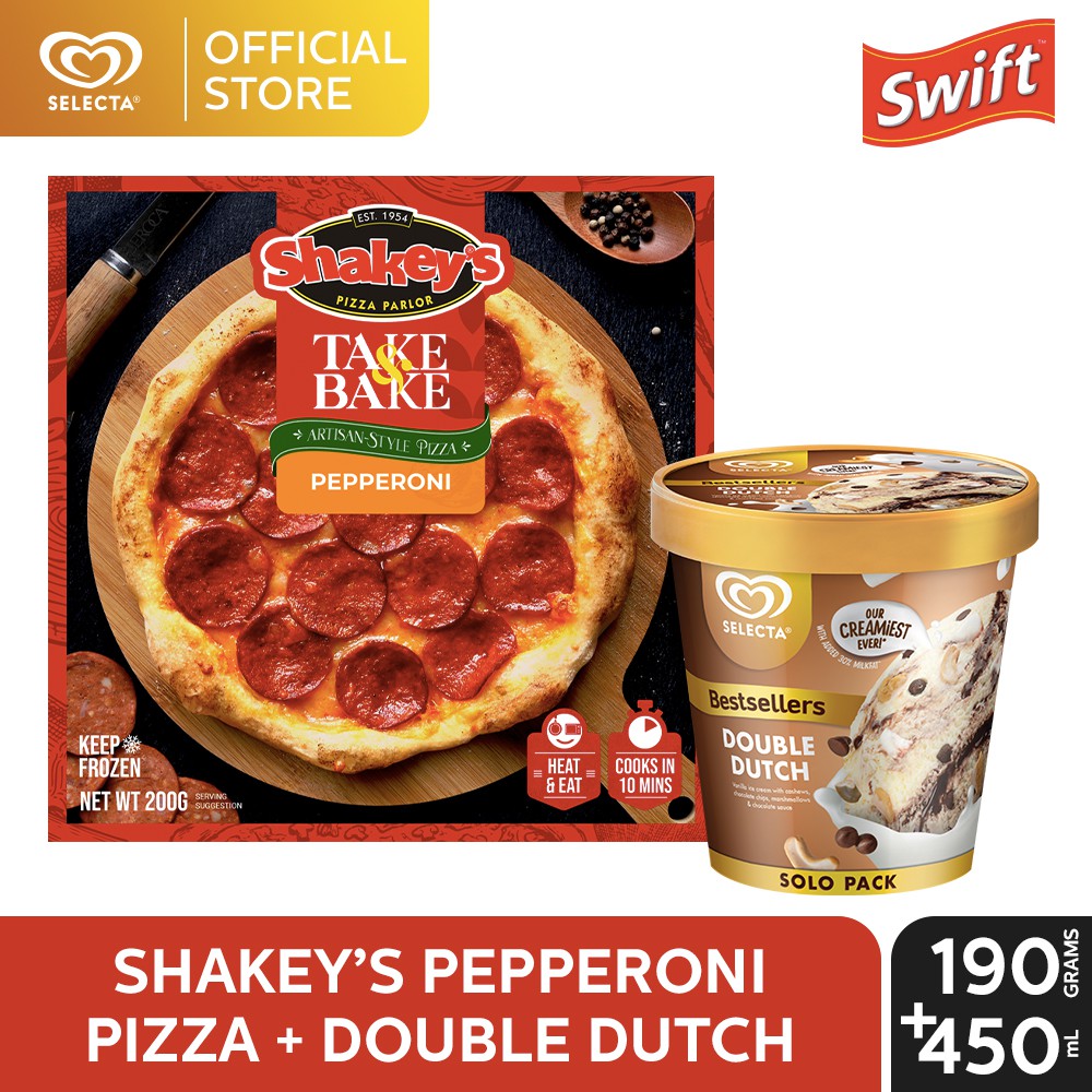 Shakey's Pepperoni Pizza 200g + Selecta Double Dutch Ice Cream 450mL