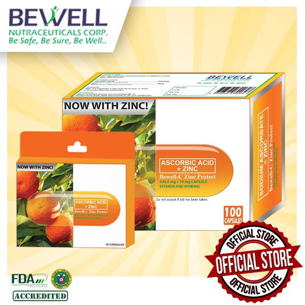 BewellC Zinc Protect NonAcidic VitaminsC plus Zinc 500mg/capsule