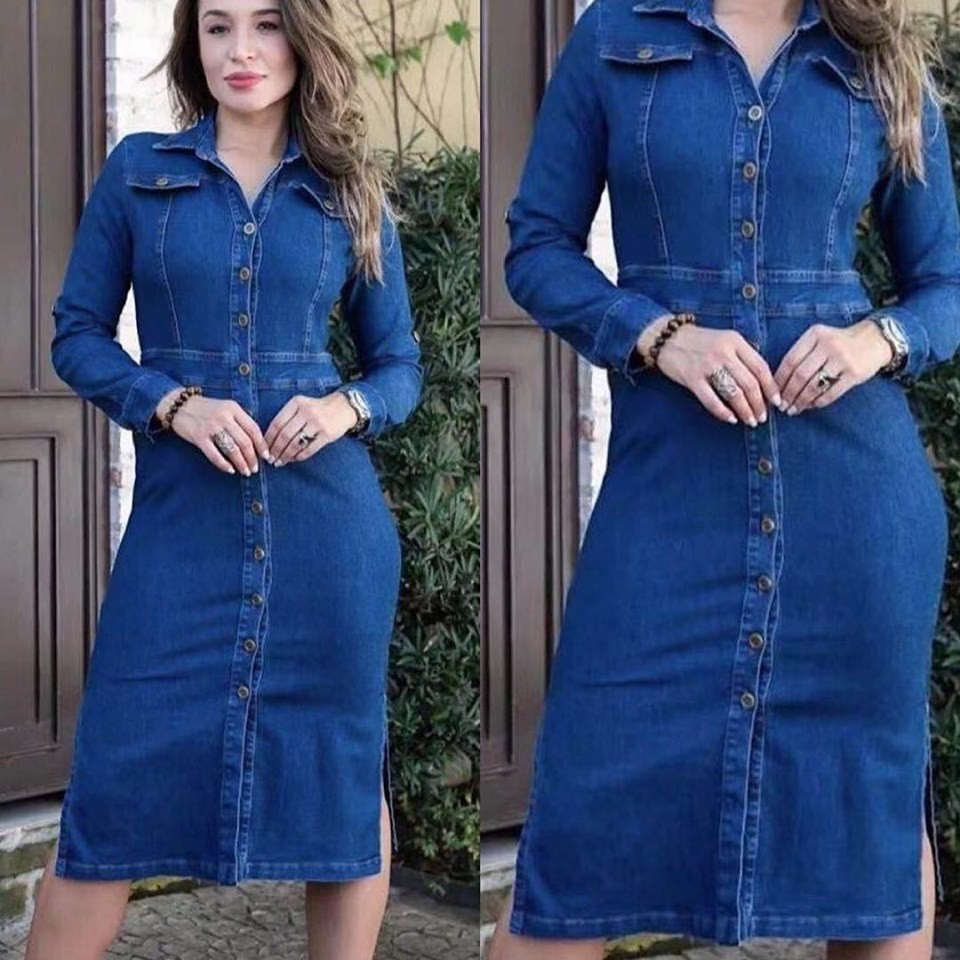 long sleeve denim dress uk