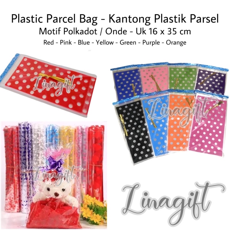 (Package 10 Sheets) PLASTIC PARCEL SOUVENIR BAG POLKADOT ONDE