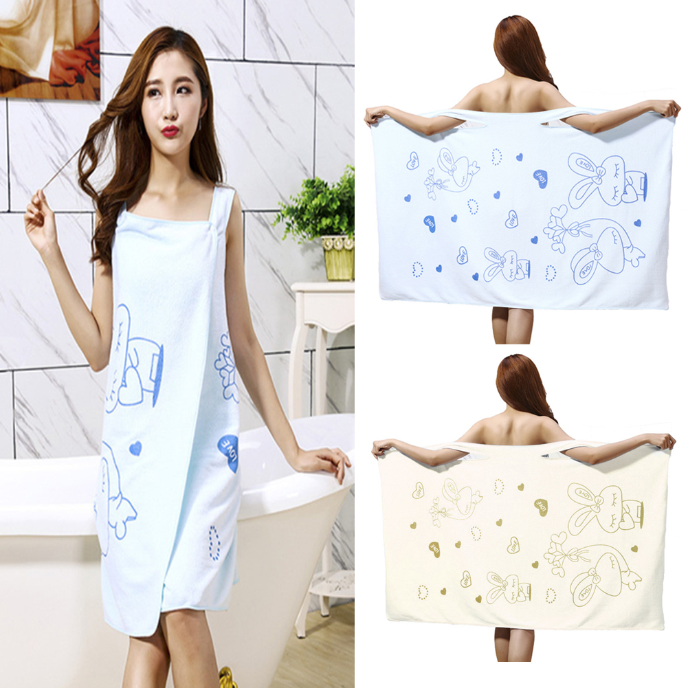 Women Soft Fast Drying Rabbit Pattern Wearable Bath Towel Shower Spa Wrap Towel Beach Bathroom Bathrobe Shopee Philippines