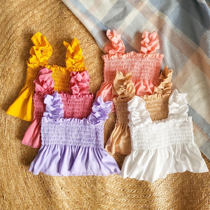 SMOCKED RUFFLES PEPLUM TOP FOR KIDS 1-3 YRS OLD