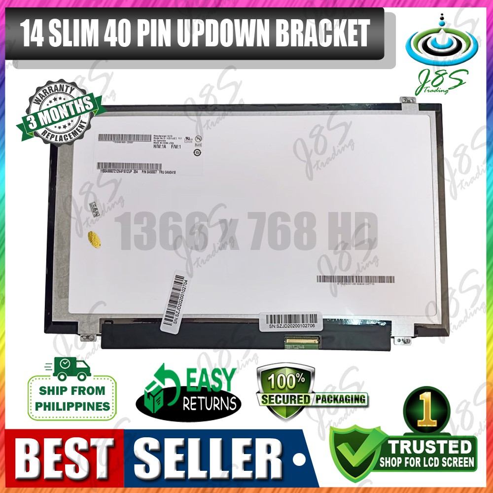 BRAND NEW 14 inch Led Lcd Slim 40 pin for Laptop Screen Replacement
