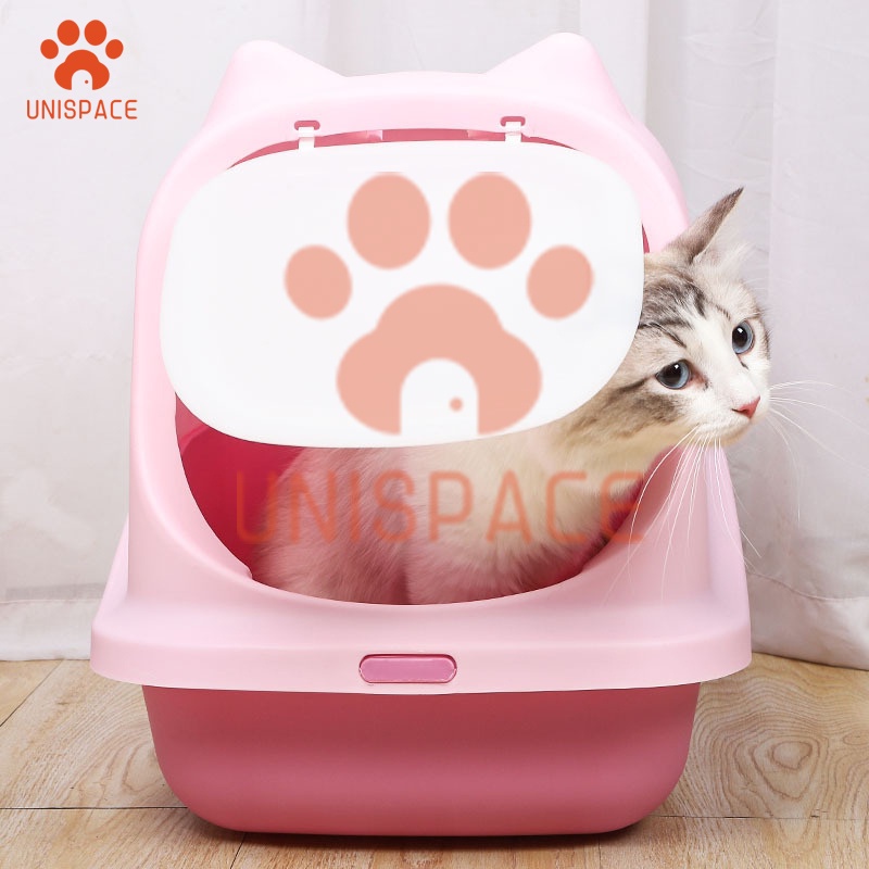 Fully Enclosed Cat Litter Box Large Cat Toilet Entrance Clamshell