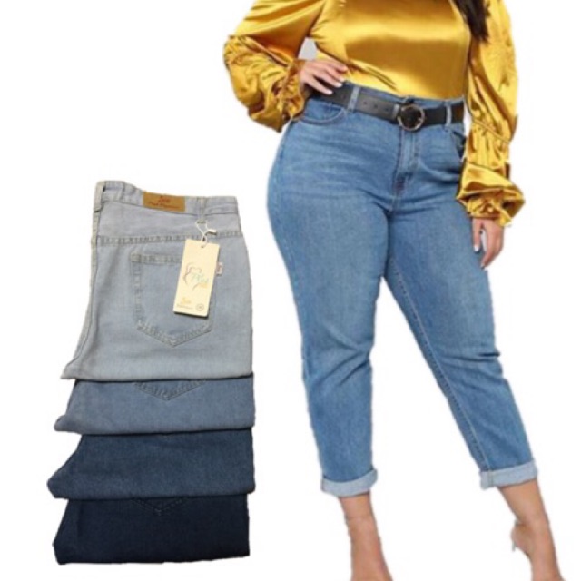 Uforglemmelig Råd nøje Plus size 34-44 mom jeans boyfriend pants | Shopee Philippines