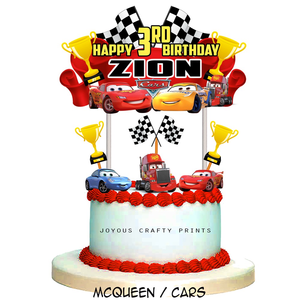 MCQUEEN CAKE TOPPER SET PERSONALIZED WITH NAME AND AGE Shopee Philippines