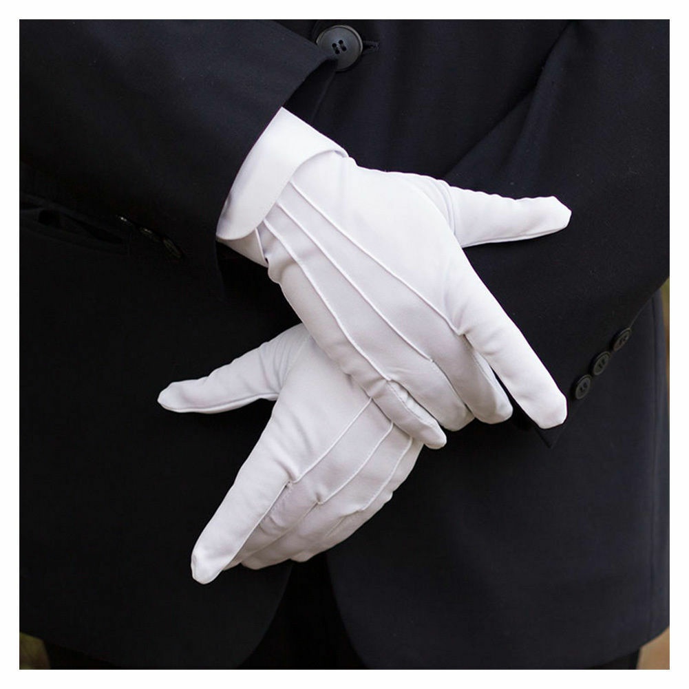 Men's New White Tuxedo Gloves Formal Uniform Guard Band Butler Shopee