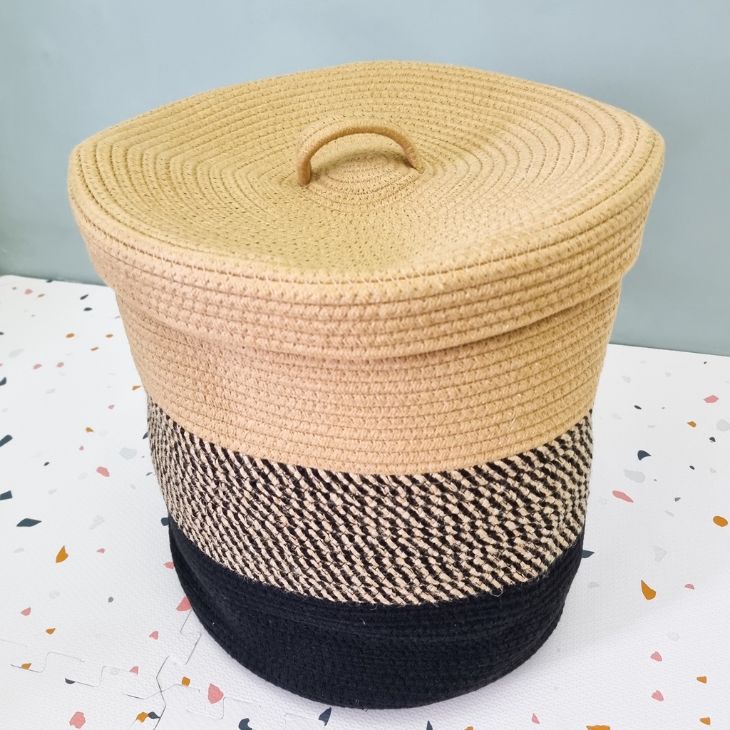 Woven Cotton Rope Storage Basket with Cover Shopee Philippines