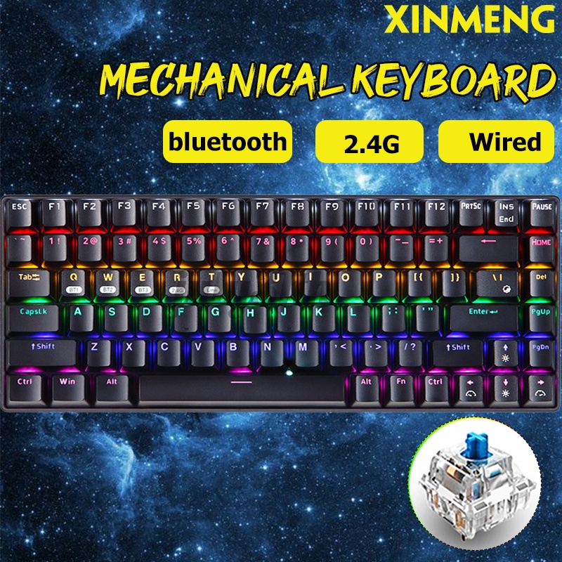 Green axis 3 colour Mechanical Gaming Keyboard Wired 84 Keys RGB ...