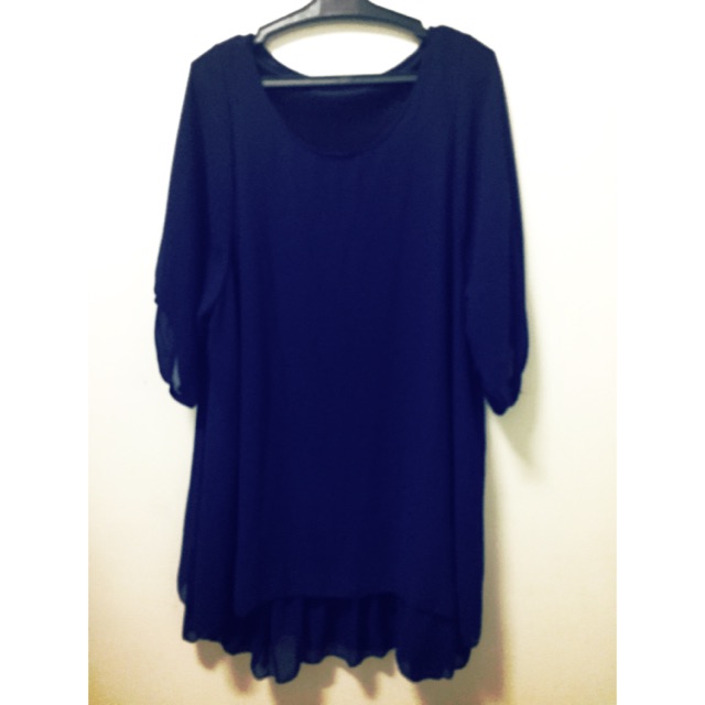 dark blue knee length dress