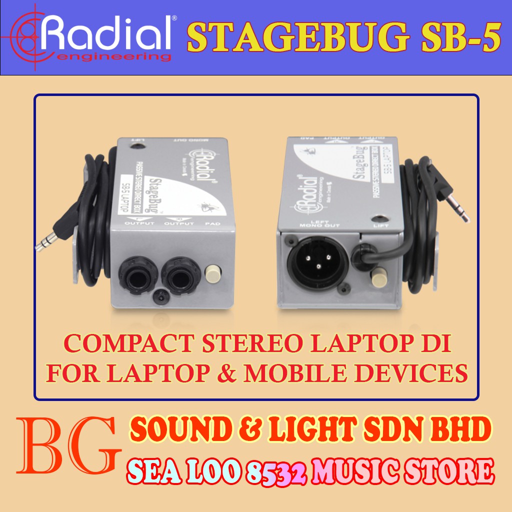 RADIAL ENGINEERING STAGEBUG SB5 / SB5 PASSIVE STEREO DIRECT BOX FOR LAPTOP &MOBILE DEVICES