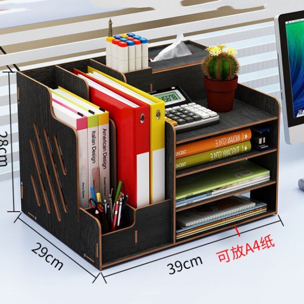 Wooden Desktop Organizer Light Weight Office Supplies Books Holder Paper  Extraction Storage Box | Shopee Philippines