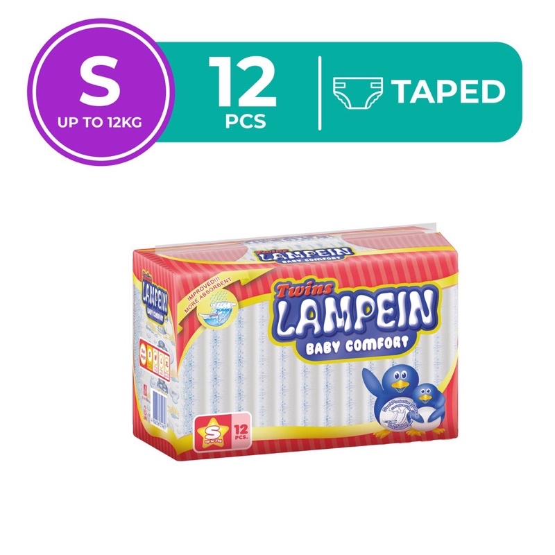 TWINS LAMPEIN Taped Baby Diaper NB-Small (12s)