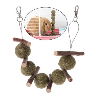 uaR!┋Pet Wooden Tooth Grinding Toys Hamster Rabbit Tree Branch Grass Ball Teeth Chewing Toys for Ch