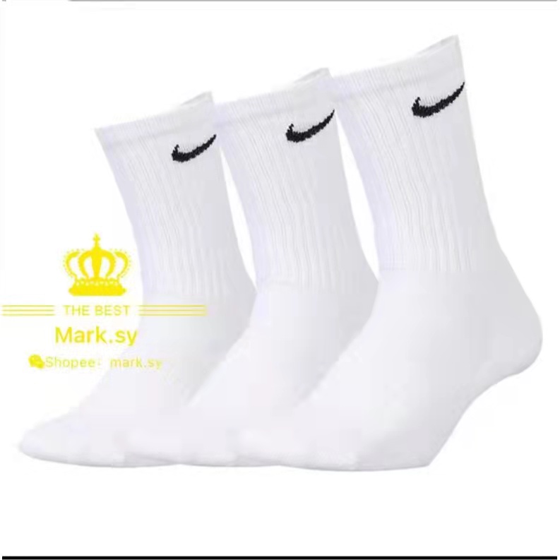 1Pair Mid Cut Black/White Basketball Nike Socks For Men | Shopee ...