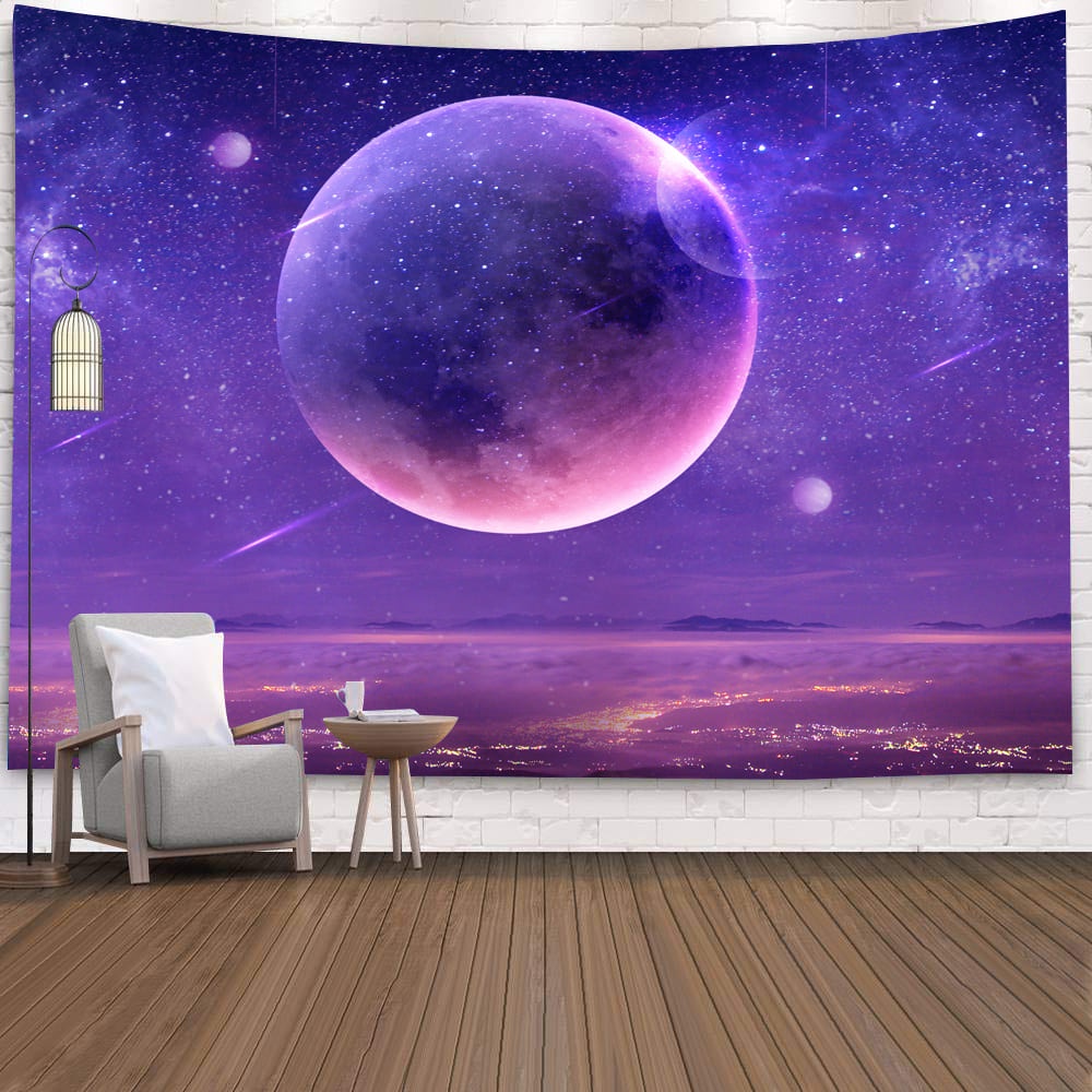 nordic-ins-tapestry-starry-sky-universe-galaxy-earth-night-view-moon