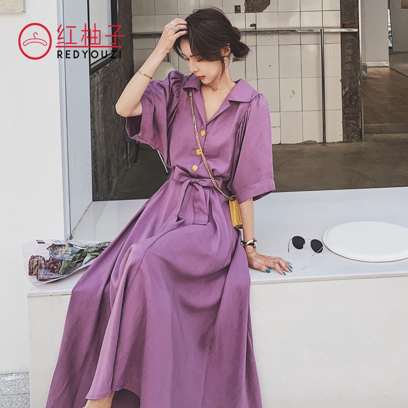 purple chiffon dress