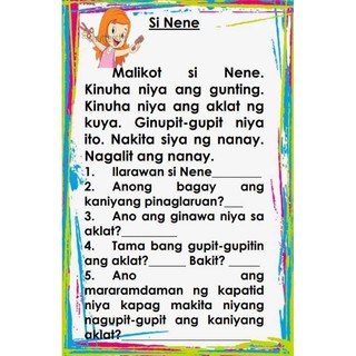 Tagalog Reading Comprehension 40 pages COLORED | Shopee Philippines