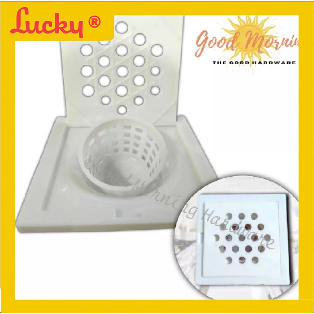 1Pcs PVC Floor Drain W/ Strainer 4X4 Drain Cover Hair Catcher Shower Trap Basin Filter For