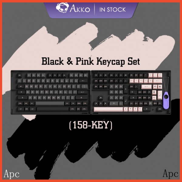 Akko Key cap Black & Pink 158-Key ASA Profile PBT Double-Shot Full ...