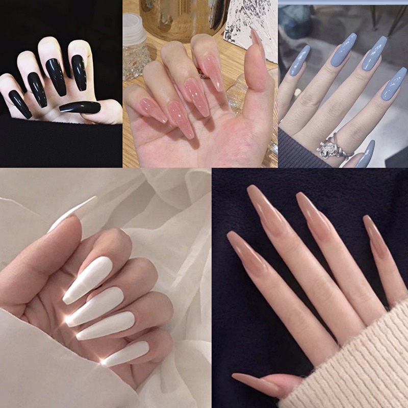 Free 12/Pcs Jelly gum）24/Pcs DIY Fake Nails French Finger Nail Art False  Nail COD | Shopee Philippines