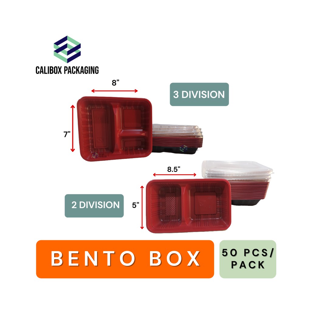 Calibox Disposable Bento Box 2 3 & 4 Division Meal Box 50pcs Shopee