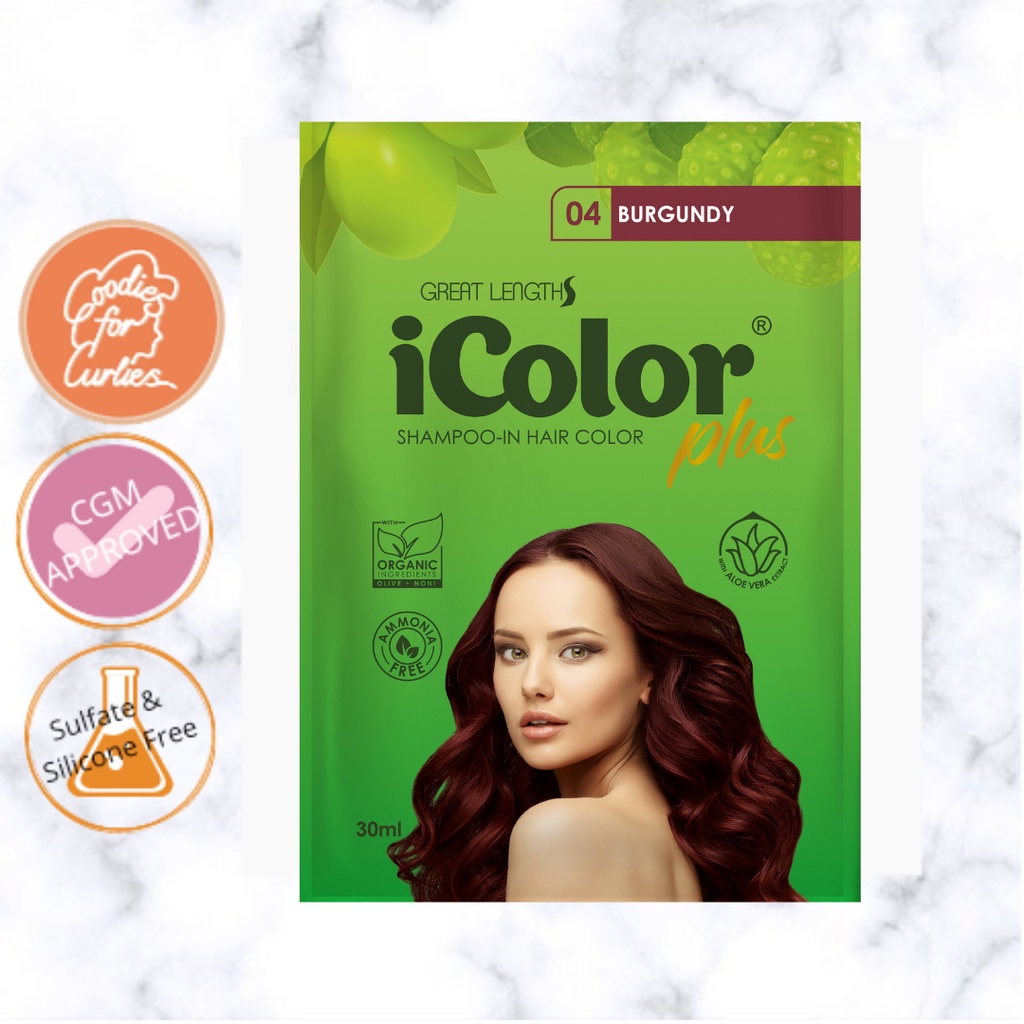 iColor Hair Dye Shampoo CGM Approved Burgundy 30ml ICO01 Shopee