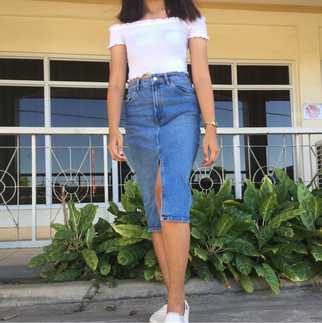 zara denim skirt