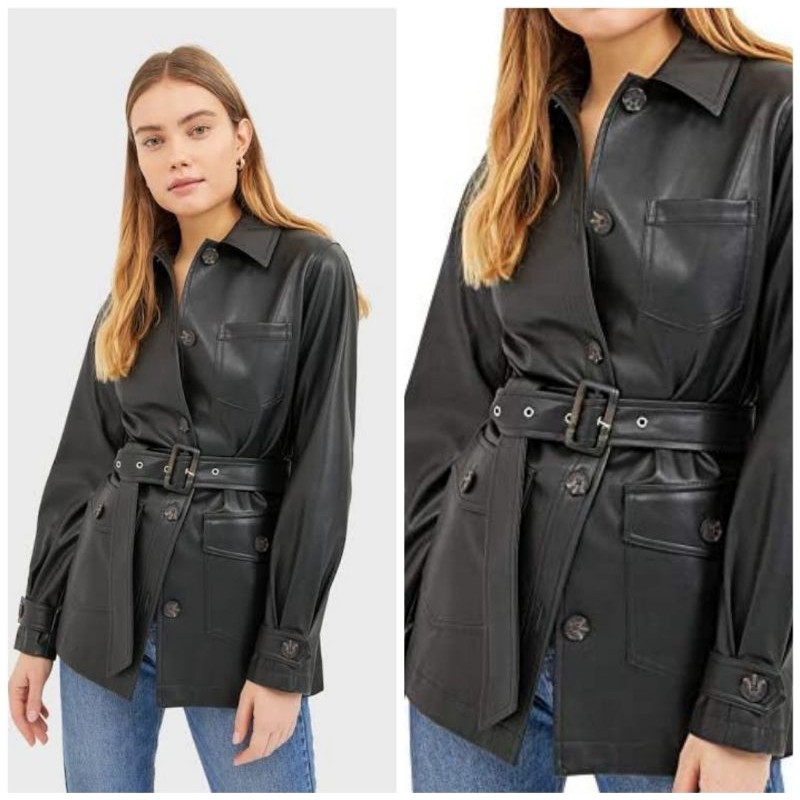 stradivarius faux leather jacket