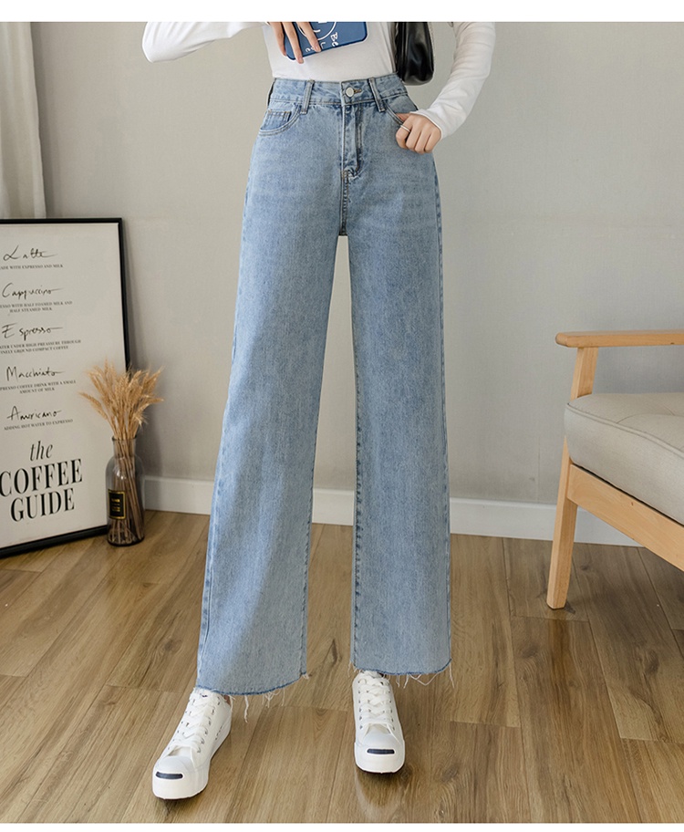 1-KHE Women's Jeans Fashion Straight Casual Boyfriend Jeans Wide Leg ...